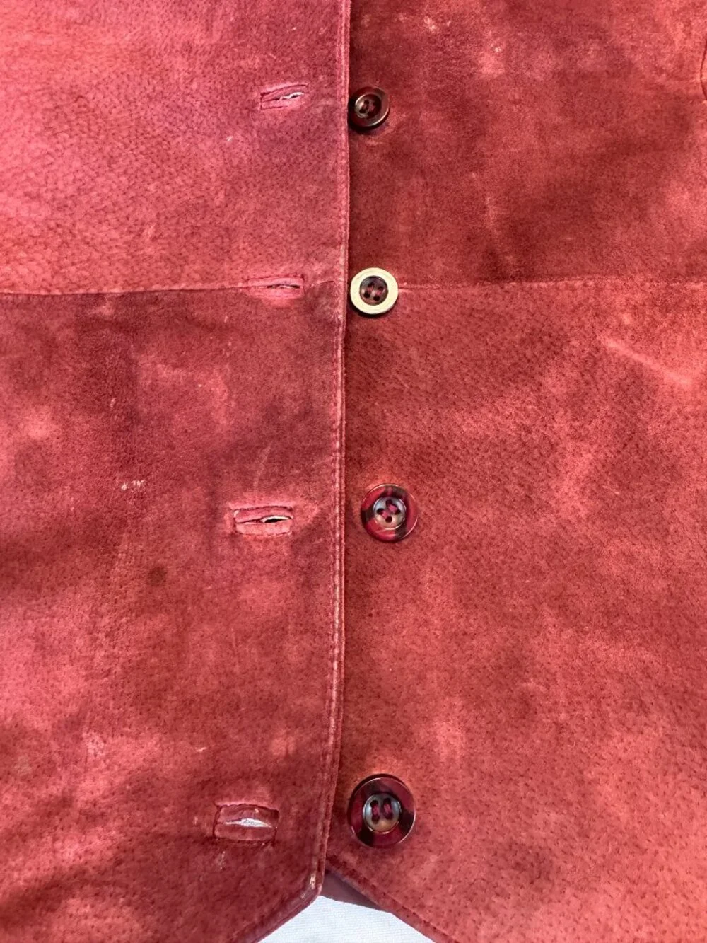 Savannah Suede Leather Burgandy Wine Vest Vintage Western Size L